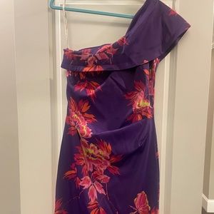 One Shoulder Karen MIllen Purple Floral Dress